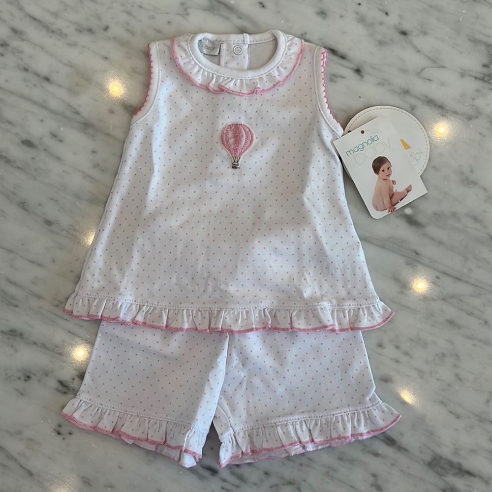 New Magnolia Baby Hot Air Balloon Appliquéd Sleeveless Ruffle short Set